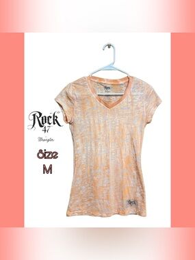 🧡 Rock 47 Wrangler Y2K Burnout Bling Rodeo Tee M Western Glam 🧡